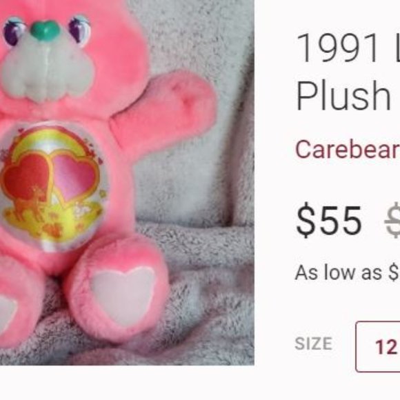 SOLD: VTG '91 Y2K Pink Love A Lot Care Bear Plush Cuddle Buddy Collector Toy - Picture 8 of 8